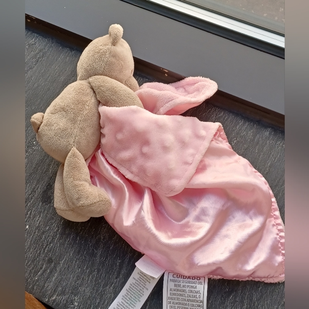 ✓Carters Teddy Bear Holding Pink Blanket Lovey Baby Security Satin Soft Plush - Picture 4 of 7